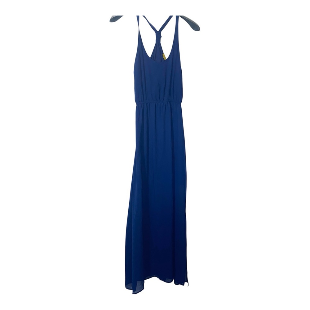 Dee Elle Dark Royal Blue maxi Dress XS Lined 2/3 Bust 28-30 Side Slits 56” L